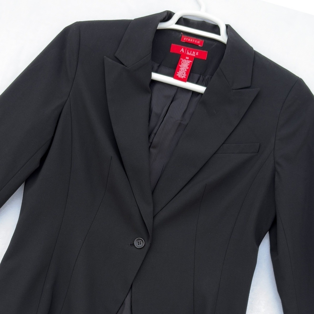 Anne Klein Blazer Womens 10 Black A Line One Button Stretch Professional Office
